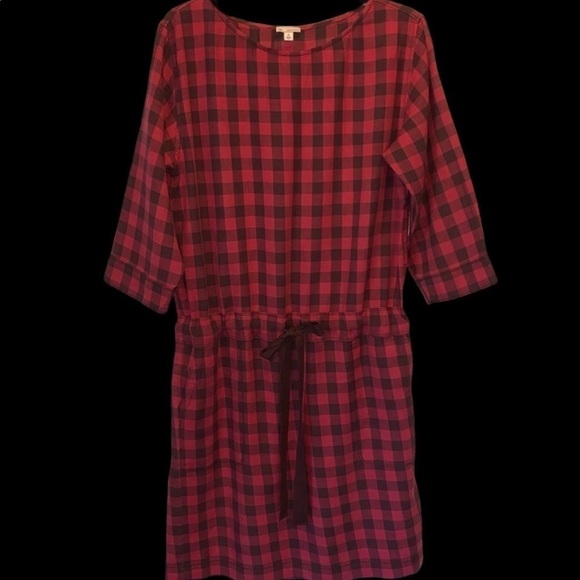 GAP (NWOT) Buffalo plaid, drawstring waist dress, with 2 front pockets, size M - Picture 2 of 12